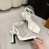 Luxury Square Toe Cross Strap Heels